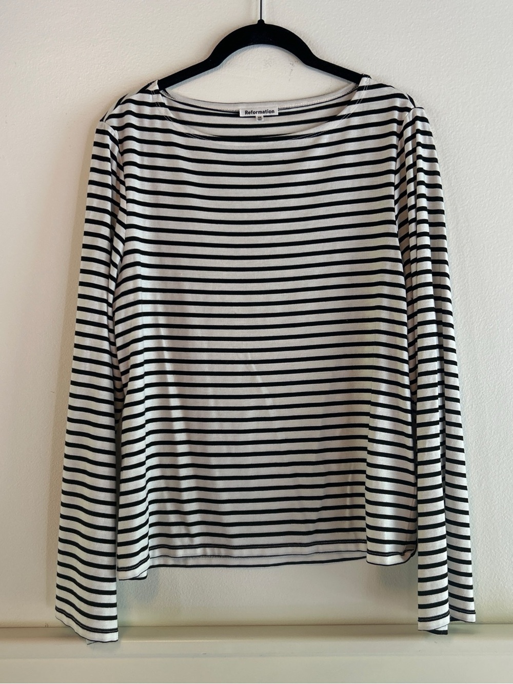 Reformation Black and White Striped Long-Sleeve Top